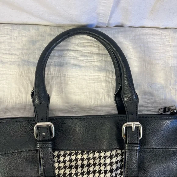 Chic Black and White Houndstooth Tote Bag - Picture 3 of 5